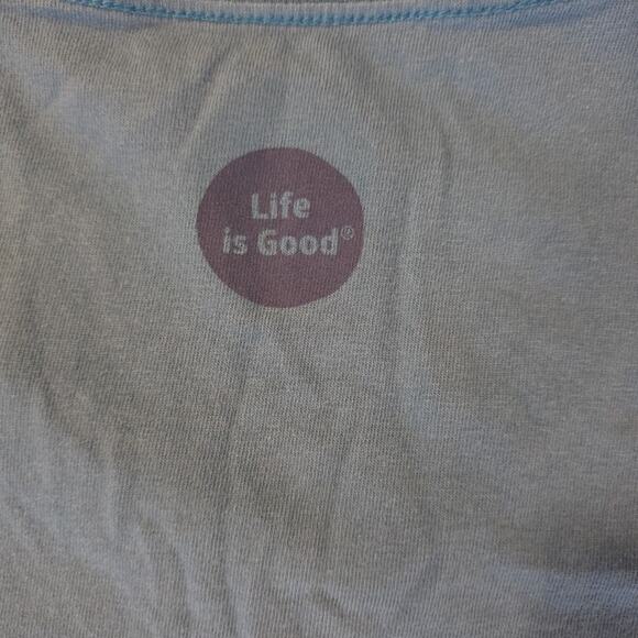 Life Is Good Medium Crusher Tee Blue V-Neck “Purple Mountains Majesty” T-Shirt - Picture 8 of 9